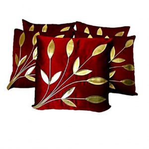 Maroon Cushion Covers With Golden Print (Set of 5)