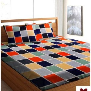 Cotton Double Bedsheet Squares Multi Color