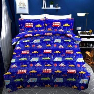 Cotton Double Blue Bedsheet for Kids