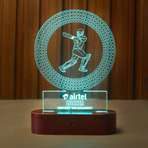 Acrylic trophy with multi colour changing LED light base