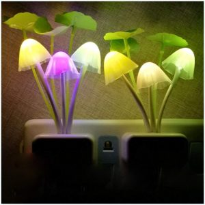 Automatic Mushroom Led Night Sensor Wall Bed Flower Lamp (Pack of 4)