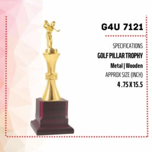 Golden Golf Player Pillar Trophy