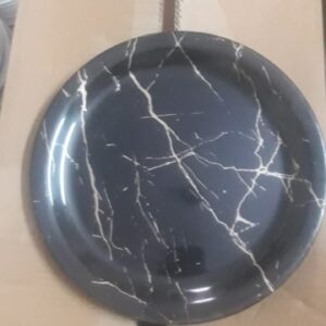 Dinewell Melamine Unbreakable 11 inches Black Marble Design Full Plate 24 pcs.