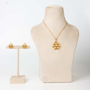 Shri Mangal Product Gold-Plated Silver Necklace Set with Earrings – Floral Design | 19 gm | Genuine OEM product at factory-direct pricing – available for a limited time