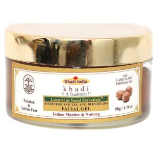 Khadi India Luxurious Natal Essentials Ayurvedic Anti-Tan & Anti-Blemish Gel – 50g | With Indian Madder, Nutmeg & Ylang Ylang Oil