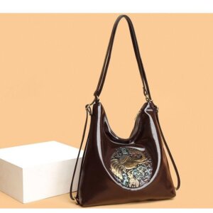 Imported Elephant Patched Vintage Tote Bag Cum Backpack – Premium Leather Finish (14 x 15 Inches)